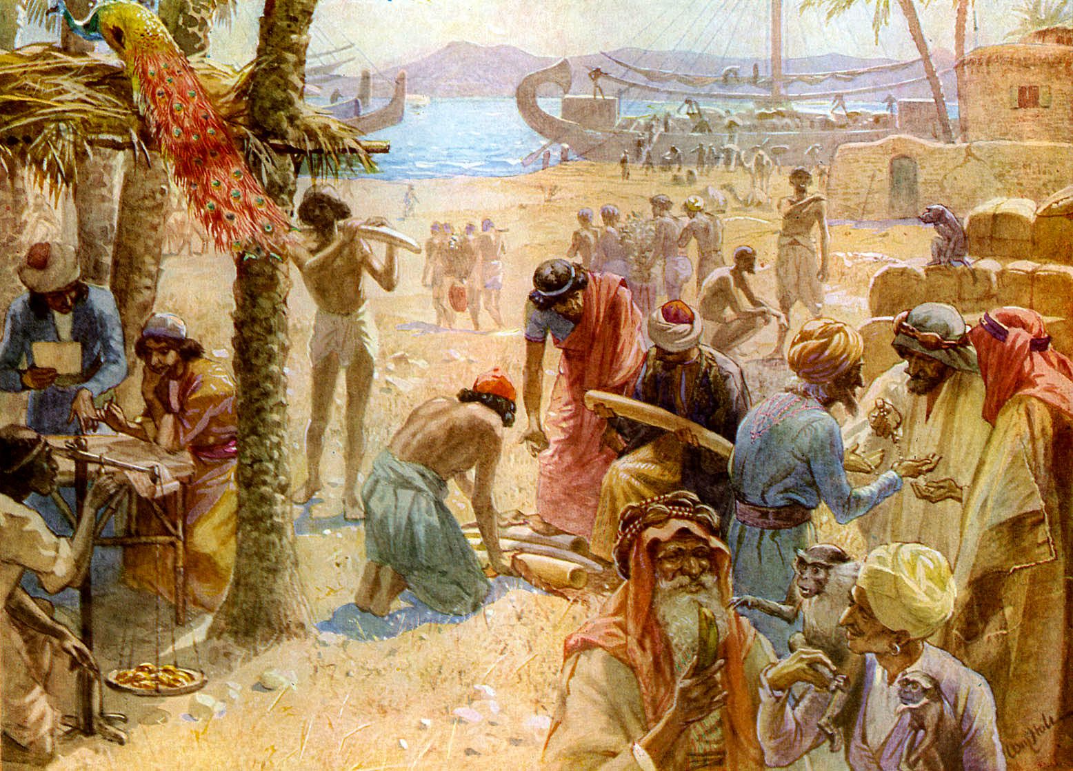 Le négoce au temps du roi Salomon qui entretenait des relations commerciales avec Hiram, roi païen de Tyr. (Culture Club/Getty Images)