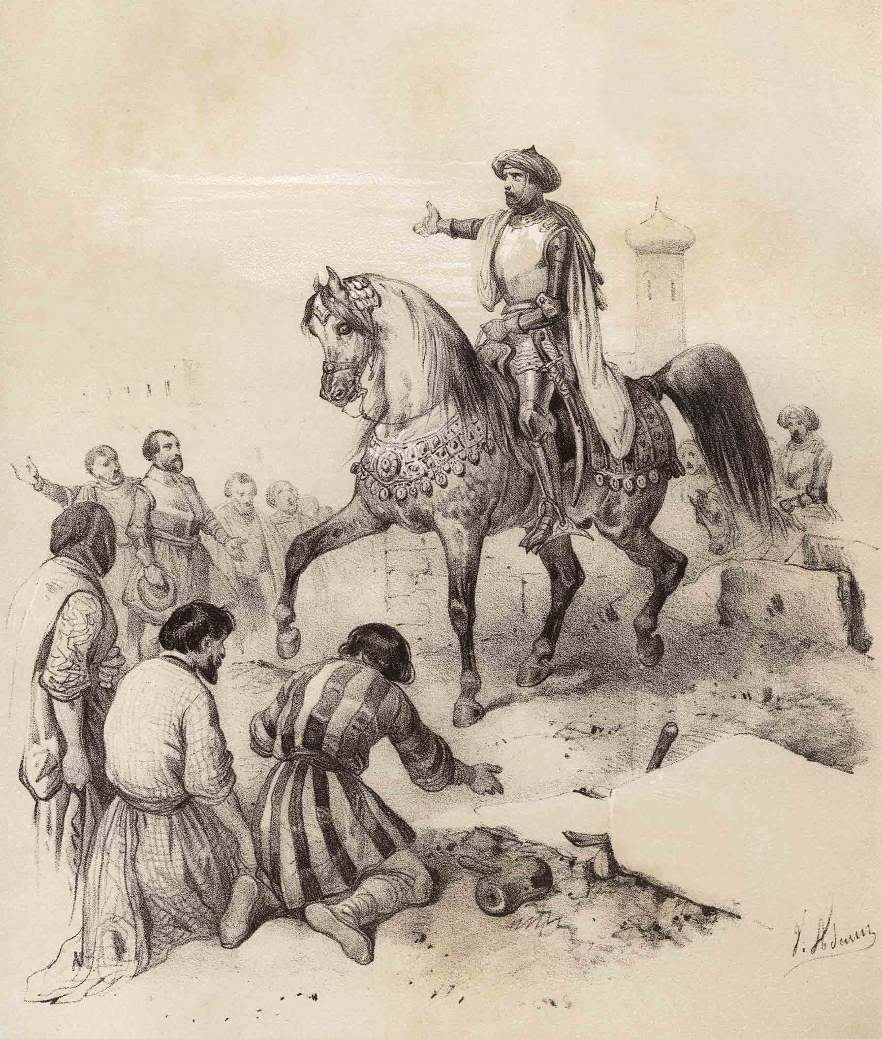 Une lithographie représentant Abd Al-Rahman I, qui a fondé l'émirat omeyyade de Cordoue en 756. (Images Getty)   