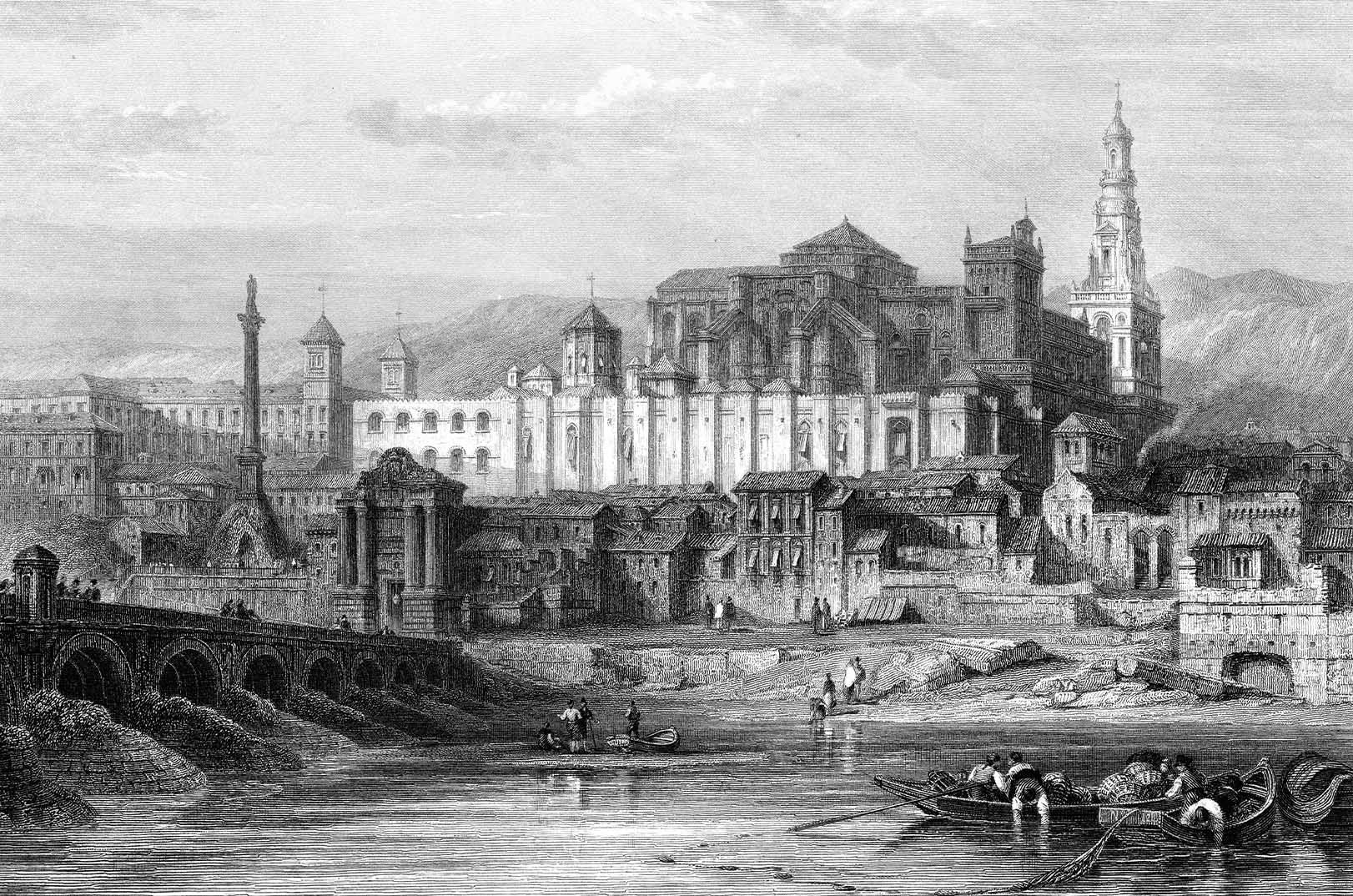 Une gravure du XIXe siècle de la Grande Mosquée de Cordoue, l'une des premières structures encore existantes construite par des colons musulmans en Espagne. (Images Getty)   