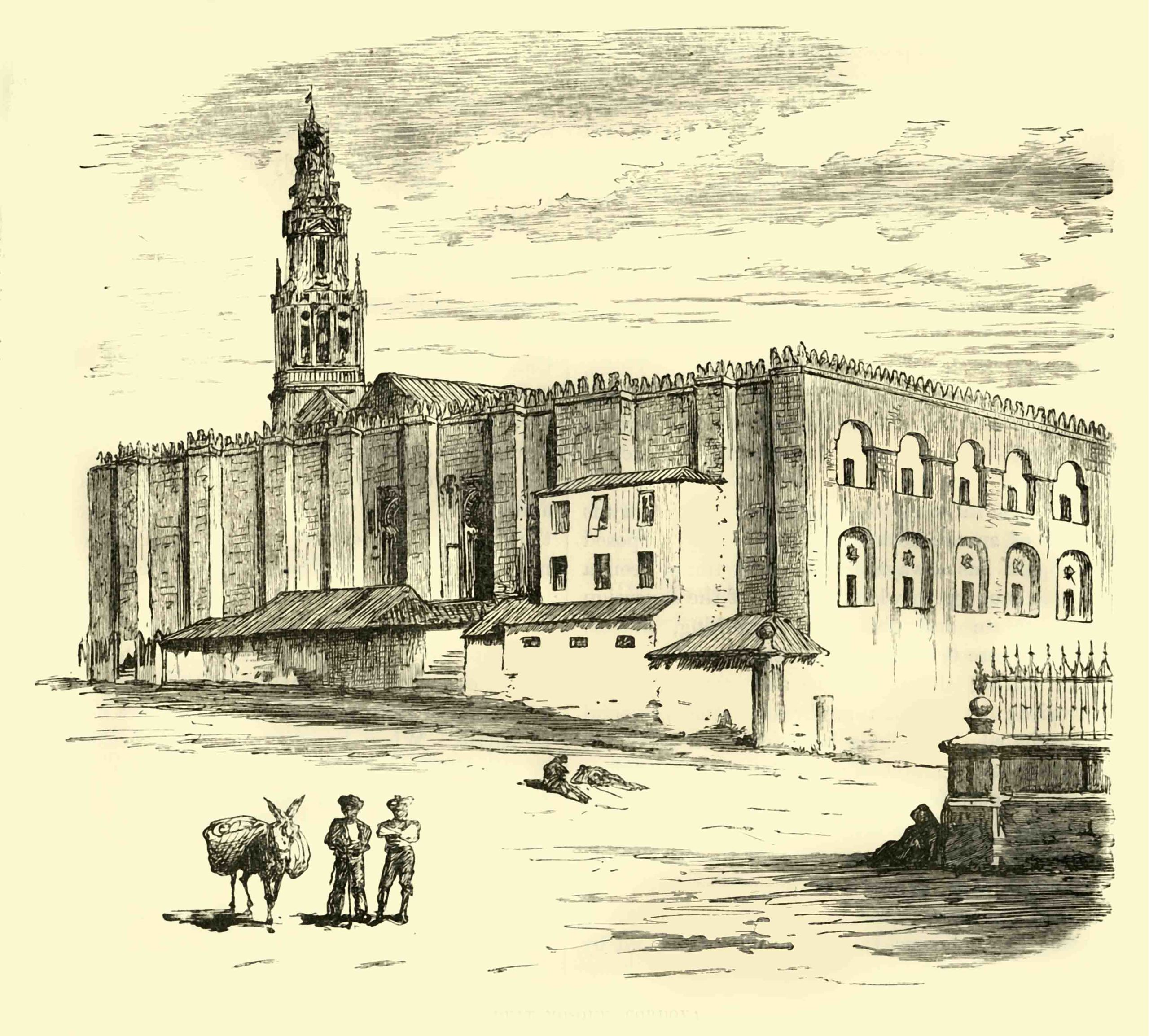 La construction de la Grande Mosquée de Cordoue, vue dans cette gravure du XIXe siècle, a commencé en 784. Comme d'autres mosquées saisies plus tard par les chrétiens, son minaret a été transformé en un clocher. (Images Getty)   