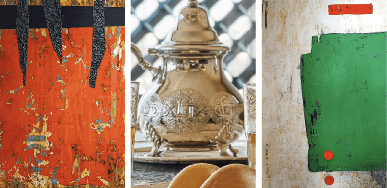 Les œuvres de l'artiste KEYA raconte la formidable épopée du thé marocain est à découvrir via l'exposition "Atay". (Photo, madein.city)