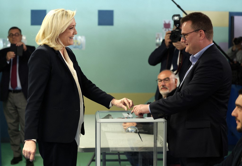 Marine Le Pen vote à Hénin-Beaumont, le 24 avril 2022 (Photo, AFP). 
