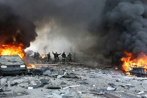 La scène du crime, le 14 février 2005. (Photo AFP). 