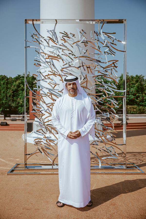 Bin Lahej a créé une sculpture en acier inoxydable de 5,5 mètres de haut. (Photo fournie)