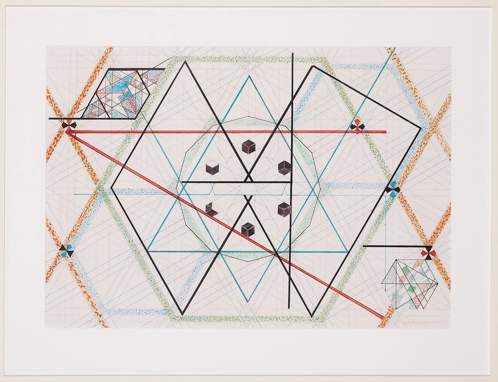 Monir Shahroudy Farmanfarmaian (connu sous le nom de Monir) (né en 1922 - décédé en 2019), sans titre. Marqueurs colorés et miroir sur papier, 2005. Financé par CaMMEA. (Photo fournie)