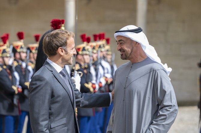 Le prince héritier d'Abou Dhabi et le président français se rencontrent à Paris le 15 septembre 2021. (@MohamedBinZayed)