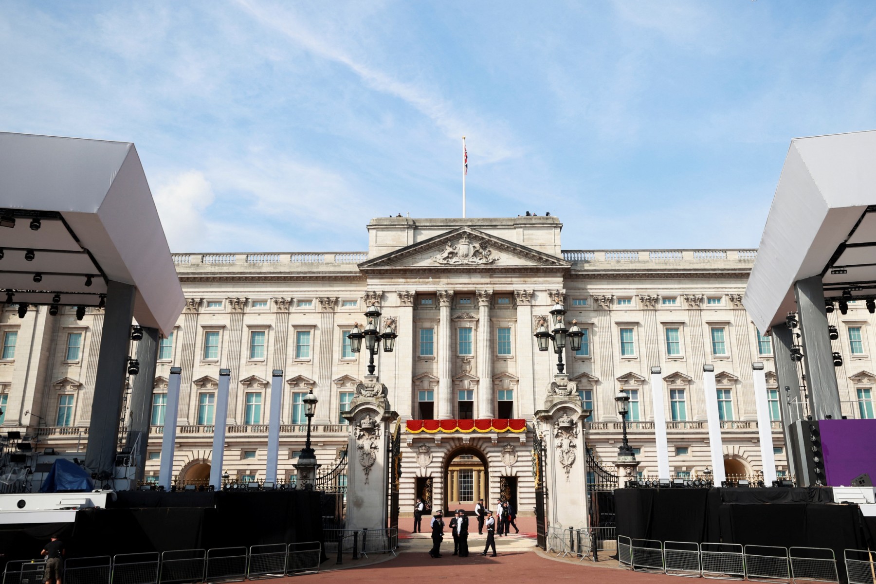 Préparations des célébrations du jubilé de platine de la reine Elizabeth II, le 2 juin 2022, à Londres (Photo, AFP).