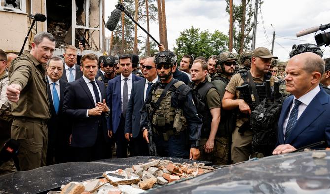 Emmanuel Macron, Olaf Scholz et Mario Draghi à Kiev (Photo, AFP).