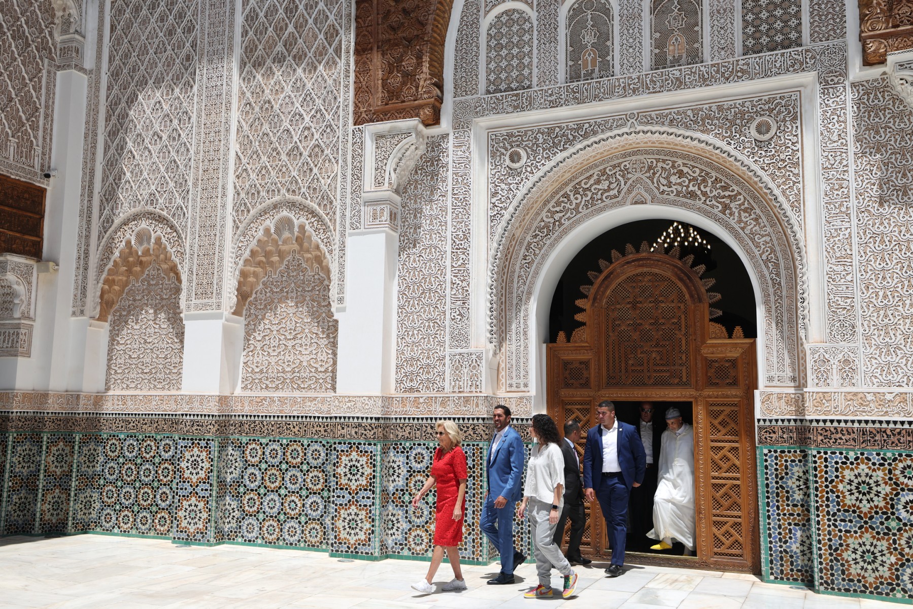 La première dame des États-Unis Jill Biden visite la Médersa Ben Youssef à Marrakech le 4 juin 2023 (Photo, AFP).