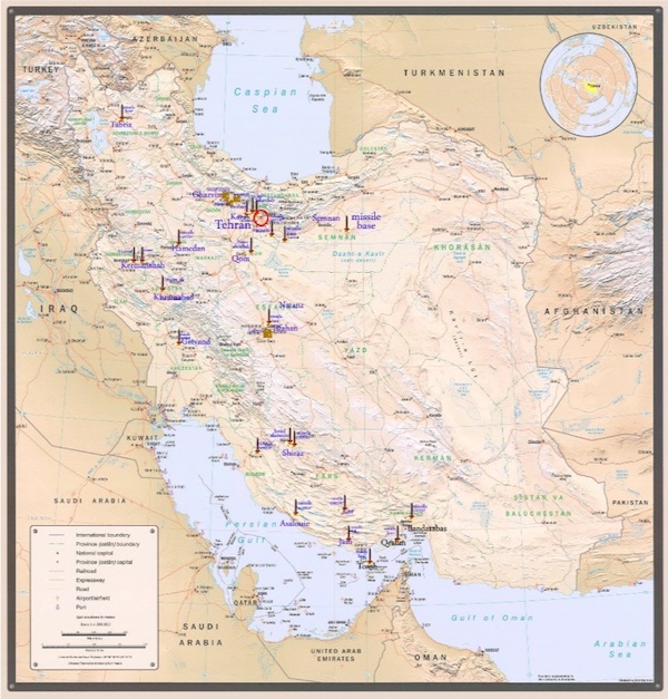 Les emplacements des sites de missiles du régime iranien à travers le pays (Photo fournie/CNRI)