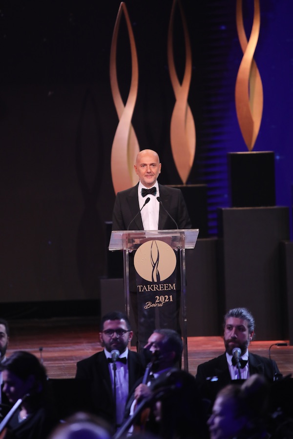 Le journaliste et fondateur du prix,Ricardo Karam, ouvrant la 11e cérémonie Takreem (fournie)