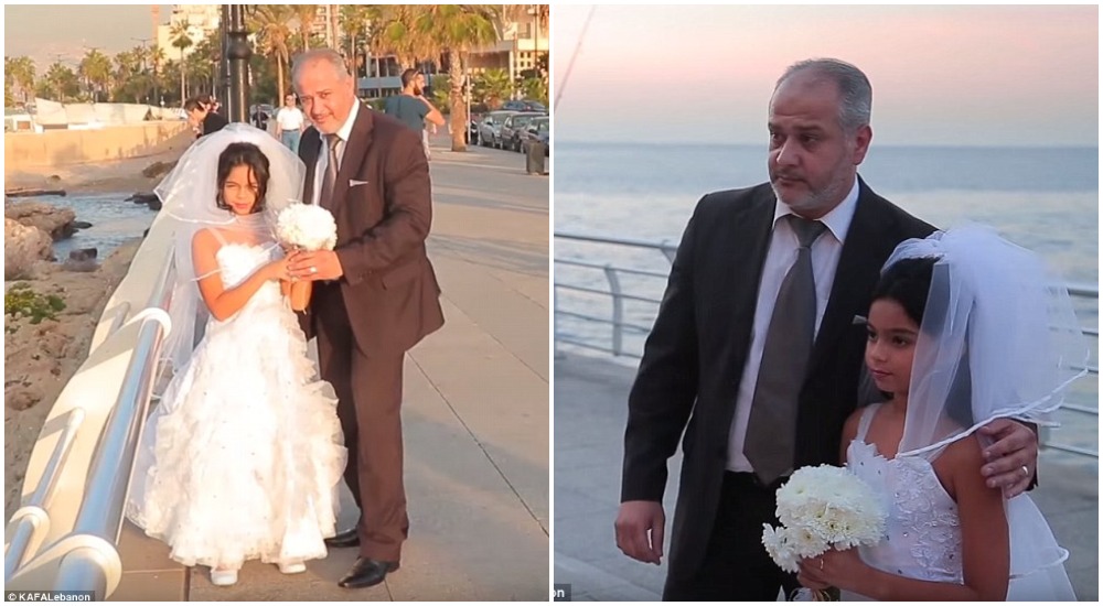 Une campagne qui vise à dénoncer le sort des enfants mariés est devenue virale sur les médias sociaux grâce à la diffusion d’une photographie extrêmement choquante: elle montre un homme d'âge moyen en train de poser avec une fille de 12 ans le jour de leur mariage. (Fourni)