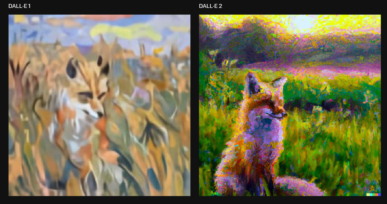 Les deux premières versions d'OpenAI DALL-E et DALL-E-2 (Photo, OpenAI).