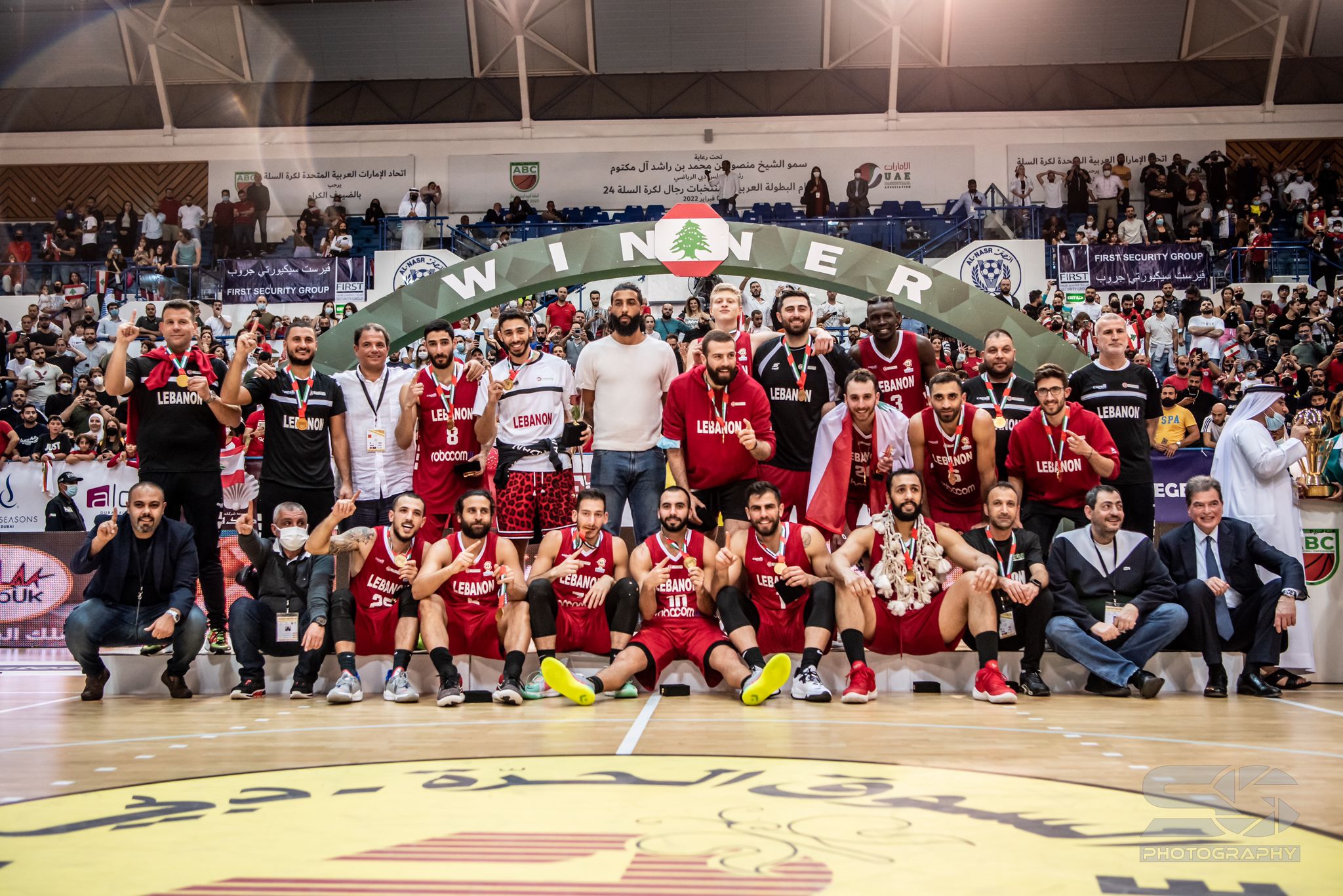 L’équipe libanaise durant le championnat Arabe de Basketball.