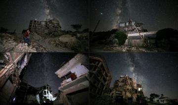La voie lactée brille au-dessus des ruines d'Ariha en Syrie