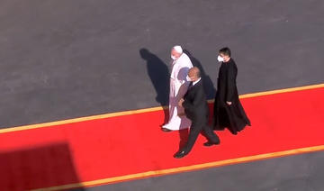 Le pape François reçu par Barham Saleh au palais présidentiel à Bagdad