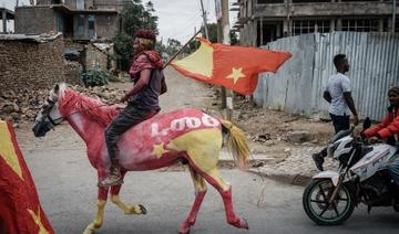 Cavalier sur un cheval peint aux couleurs du Tigré, célébrant le retour des soldats des Forces de défense du Tigré (TDF) à Mekele, la capitale de la région du Tigré, en Éthiopie, le 29 juin 2021. (Yasuyoshi Chiba/AFP)