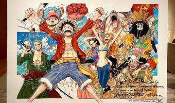 Le président français reçoit un dessin dédicacé d'Eiichirō Oda, le créateur du manga One Piece