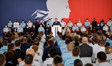 Le président français Emmanuel Macron lors de sa visite à l'école de police de Roubaix, dans le nord de la France, le 14 septembre 2021 (Photo, AFP)