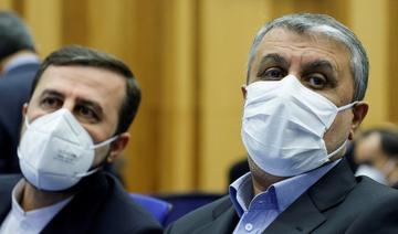 Le chef de l’Organisation iranienne de l’énergie atomique (OIEA), Mohammad Eslami, et l’ambassadeur d’Iran auprès de l'Agence internationale de l'énergie atomique (AIEA), Kazem Gharibabadi, assistent à la conférence générale de l’AIEA à Vienne en septembre (Photo/Reuters) 