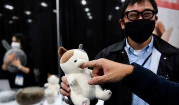 Robot chaton affectueux et masques anti-Covid au salon annuel des technologies