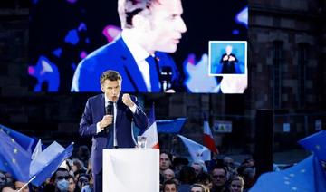 Emmanuel Macron lors de son rassemblement à Strasbourg qui clôture un long déplacement dans le Grand-Est. (Photo, AFP)