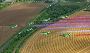 La patrouille acrobatique Falcons d’Arabie saoudite participe au spectacle aérien Riat qui se tient au Royaume-Uni