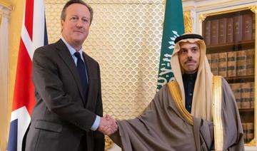 Le prince Faisal ben Farhane et David Cameron discutent du cessez-le-feu à Gaza
