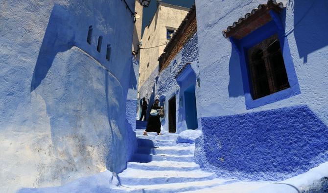 Le Maroc Est La Ville Bleue De Chefchaouen, Rues Sans Fin Peintes