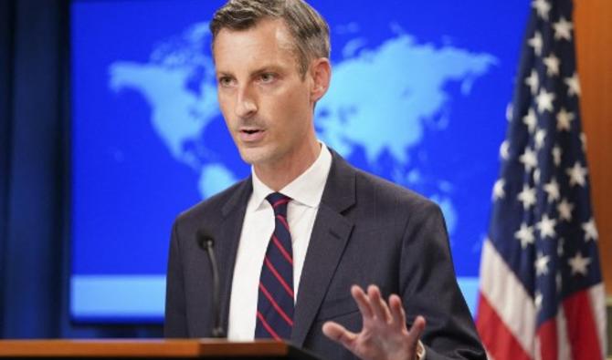 Le porte-parole de la diplomatie américaine Ned Price, tient un point de presse sur l'Afghanistan au département d'État à Washington, DC, le 16 août 2021 (Photo, AFP)