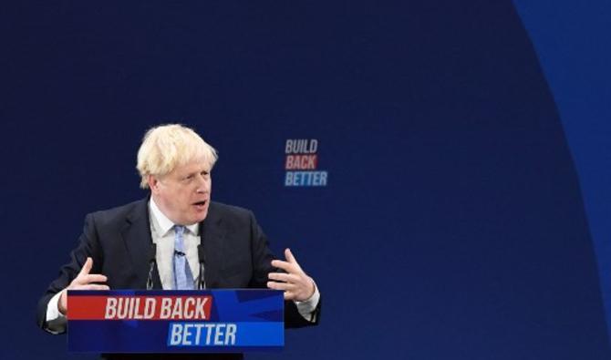 Le Premier ministre britannique Boris Johnson prononce son discours d'ouverture le dernier jour de la conférence annuelle du Parti conservateur au centre des congrès de Manchester Central, le 6 octobre 2021 (Photo, AFP) 