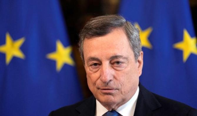 Le Premier ministre italien, Mario Draghi lors d'une conférence de presse conjointe avec la chancelière allemande à la suite de leur rencontre au Palazzo Chigi à Rome le 7 octobre 2021 (Photo, AFP)