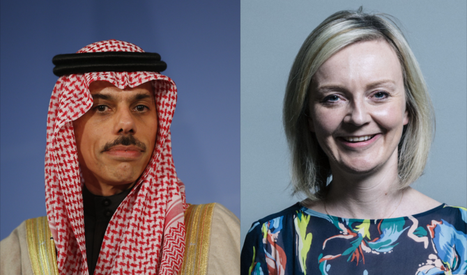 Le ministre saoudien des Affaires étrangères, le prince Faisal ben Farhane, et son homologue britannique, Liz Truss, abordent les relations bilatérales lors d’un appel téléphonique. (Photo, Agence Anadolu via Getty Images et Wikipédia) 