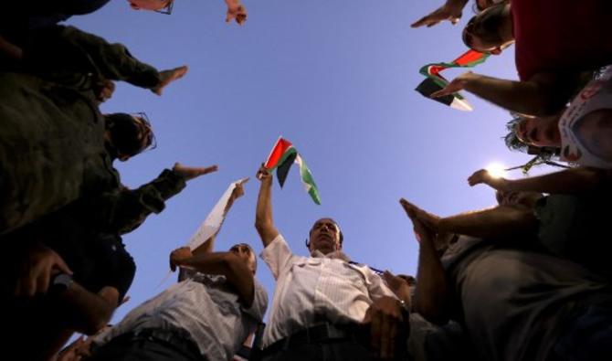 Des manifestants participent à un rassemblement de soutien aux prisonniers palestiniens détenus dans les prisons israéliennes, dans la ville de Ramallah, en Cisjordanie, le 8 septembre 2021 (Photo, AFP)
