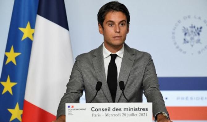 Le porte-parole du gouvernement français, Gabriel Attal, s'adresse à la conférence de presse à l'issue de la réunion hebdomadaire du cabinet à Paris, le 28 juillet 2021 (Photo, AFP) 