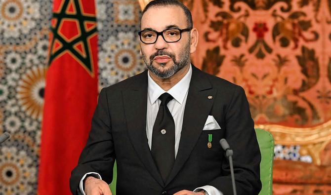 Le roi Mohammed VI prononce un discours à la nation à l'occasion du 46e anniversaire de la Marche verte, dans la capitale Rabat, le 6 novembre 2021. (Photo, AFP)