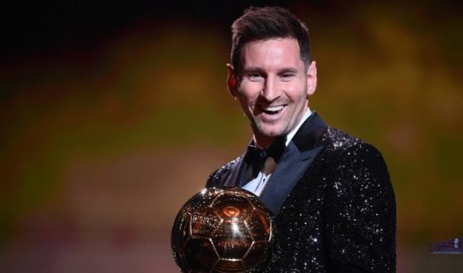 Lionel Messi lors de la cérémonie de remise des prix Ballon d'Or France Football 2021 au Théâtre du Châtelet à Paris, le 29 novembre 2021. (Photo, AFP)
