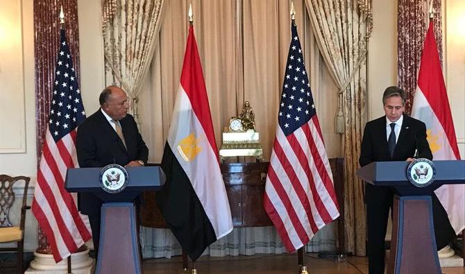 Le ministre égyptien des Affaires étrangères, Sameh Choukri, a prononcé un discours lors de la session de clôture du dialogue stratégique américano-égyptien. (@MfaEgypte) 