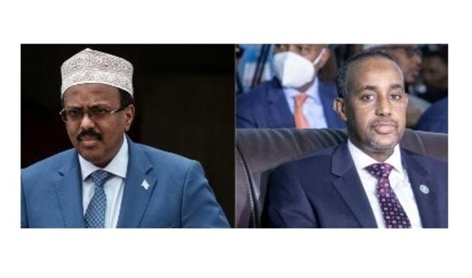 Le président Mohamed Abdullahi Mohamed et le Premier ministre, Mohamed Hussein Roble. (Photo, AFP)