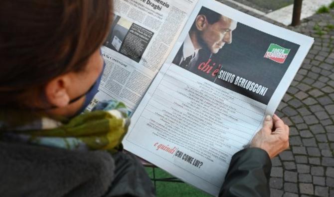 Silvio Berlusconi s'est offert une page dithyrambique à sa gloire dans un quotidien national, le 13 janvier 2022 à Rome. (Photo, AFP) 