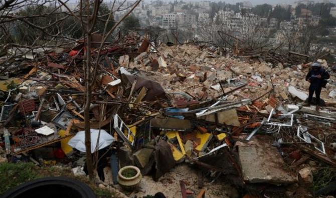 Les ruines d'une maison palestinienne démolie par les forces israéliennes, dans le quartier de Sheikh Jarrah, le 19 janvier 2022. (Photo, AFP)