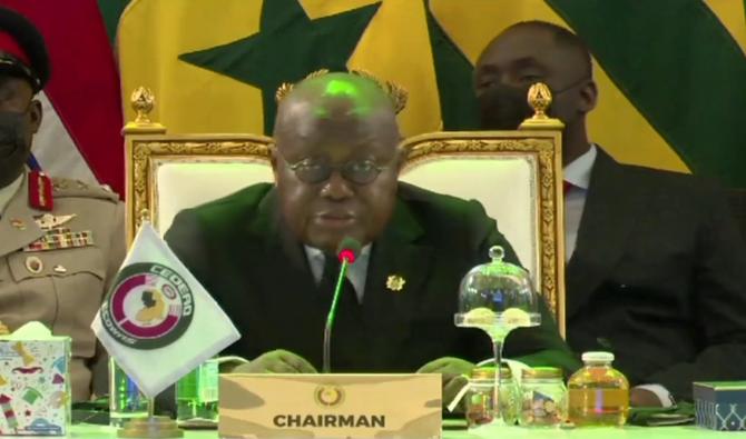 Nana Akufo-Addo, président ghanéen et président de la conférence des Chefs d'États et de Gouvernements de la Cédéao. (Photo, AFP)