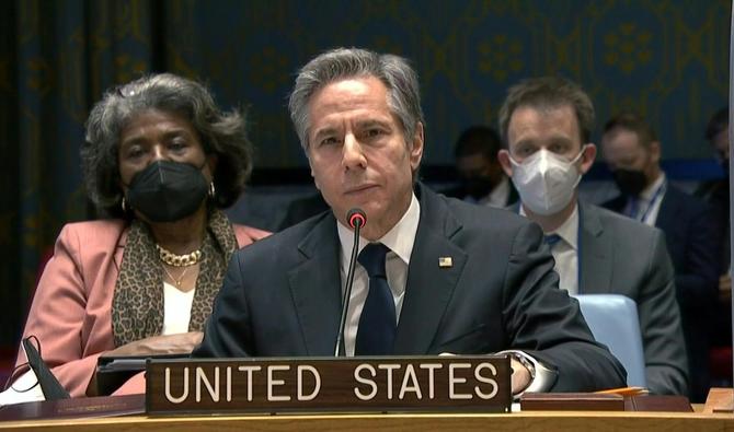 Le secrétaire d'État américain Antony Blinken lors d'une réunion du Conseil de sécurité des Nations unies consacrée à la mise en œuvre des accords de Minsk. (Photo, AFP)