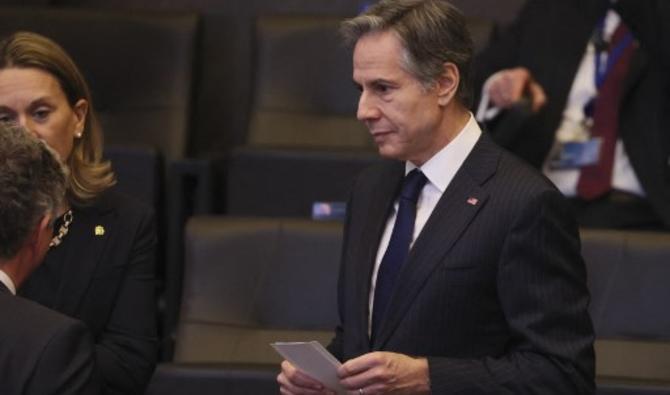 Le secrétaire d'État américain Antony Blinken assiste à une réunion du Conseil de l'Atlantique Nord lors d'un sommet de l'OTAN au siège de l'OTAN à Bruxelles, le 24 mars 2022. (Photo, AFP)