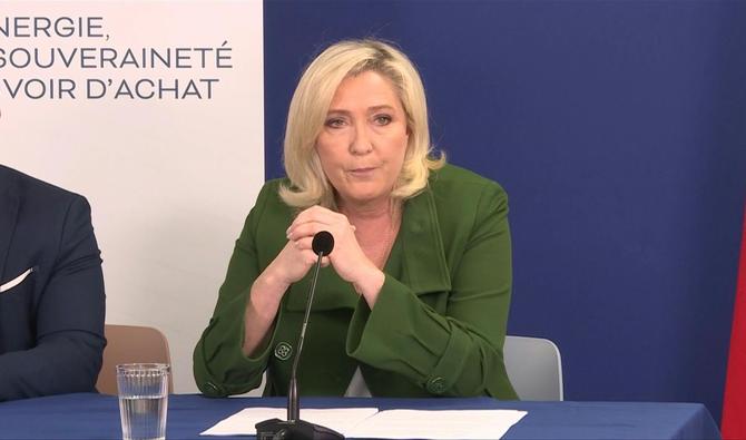 La candidate RN à la présidentielle Marine Le Pen lors de sa conférence de presse sur l'énergie. (Photo, AFP)