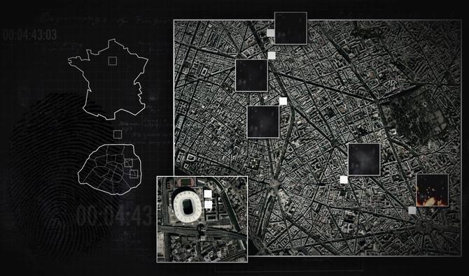 Vue satellite de Paris et environs avec les lieux des attaques. (Graphique, AFP)