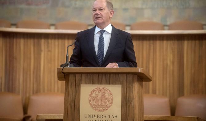 Le chancelier allemand Olaf Scholz prononce un discours à l'Université Charles, le 29 août 2022 à Prague, en République tchèque. (Photo, AFP)
