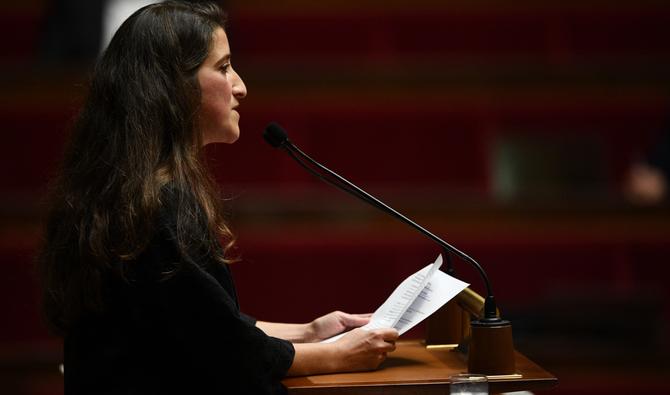 La députée Charlotte Leduc (LFI, Moselle) lors d'une conférence de presse à l'Assemblée nationale, le 10 octobre 2022. (Photo, AFP)