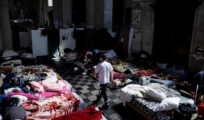 Une église Saint-Jean-Baptiste-au-Béguinage occupée par des sans-papiers à Bruxelles, le 2 juin 2021. (Photo, AFP)