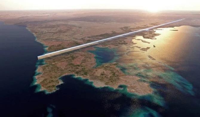 Une photo fournie par la société saoudienne Neom le 26 juillet 2022 montre le plan de conception des structures parallèles de 500 mètres de haut, connues sous le nom de The Line, au cœur de la mégalopole Neom, bâtie sur les rives de la mer Rouge. (Photo, AFP)